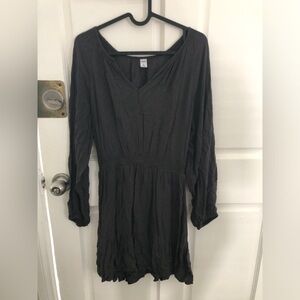 Old Navy Lightweight Long Sleeve Prairie Mini Dress size Medium Dark Grey